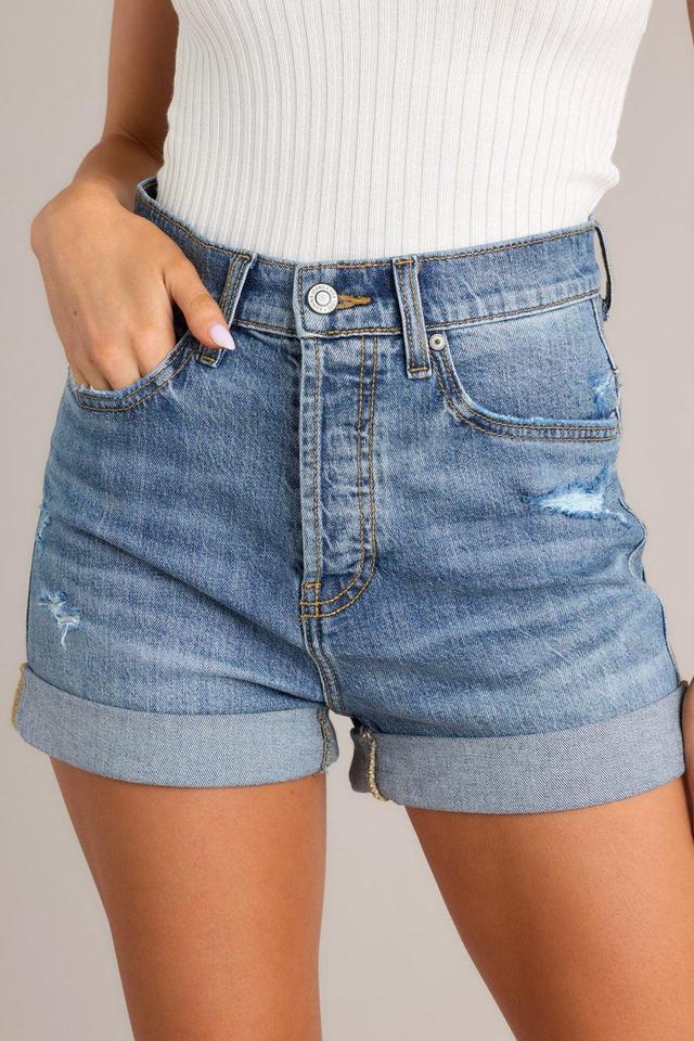 Evolving Reflections Medium Wash Denim Shorts Product Image