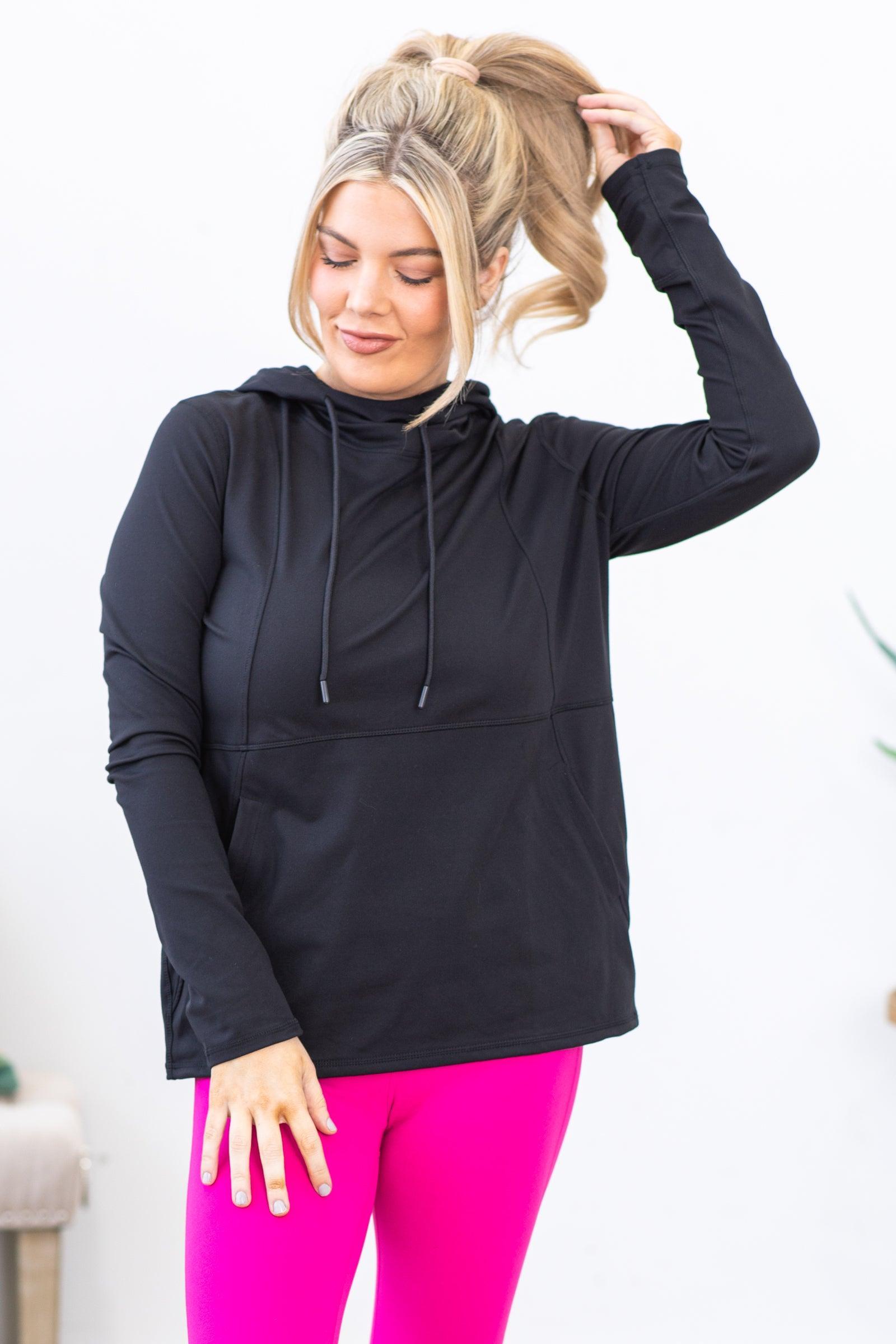 Black Hooded Active Top Product Image