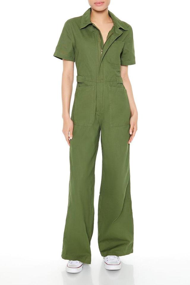 Zip-Up Cotton Coveralls | Forever 21 Product Image