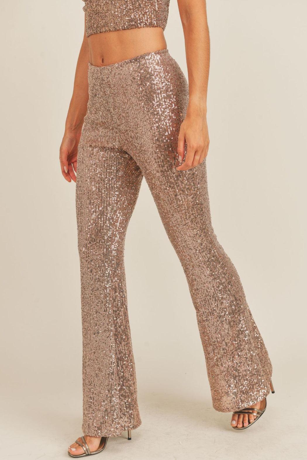 SEQUIN FLARE PANTS Product Image