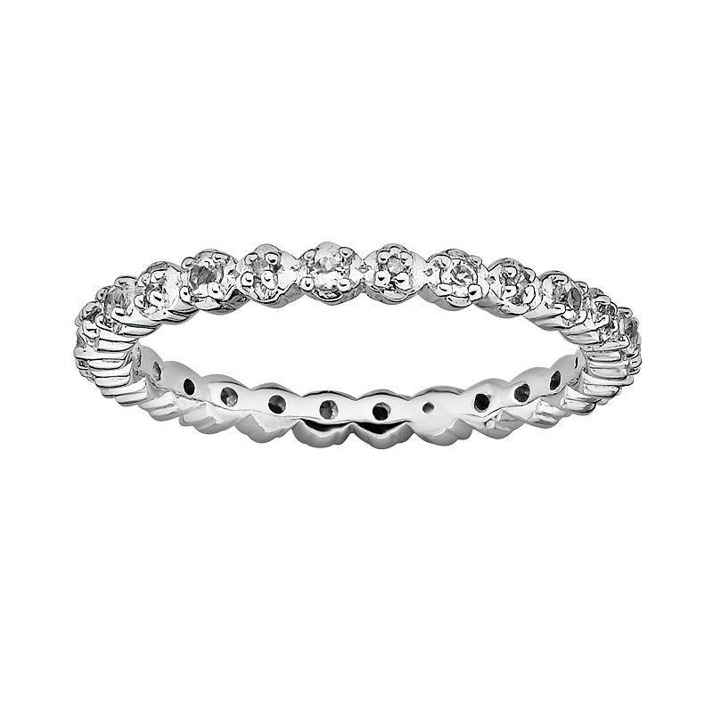 Stacks & Stones Sterling Silver White Topaz & Diamond Accent Stack Ring, Womens Grey Product Image