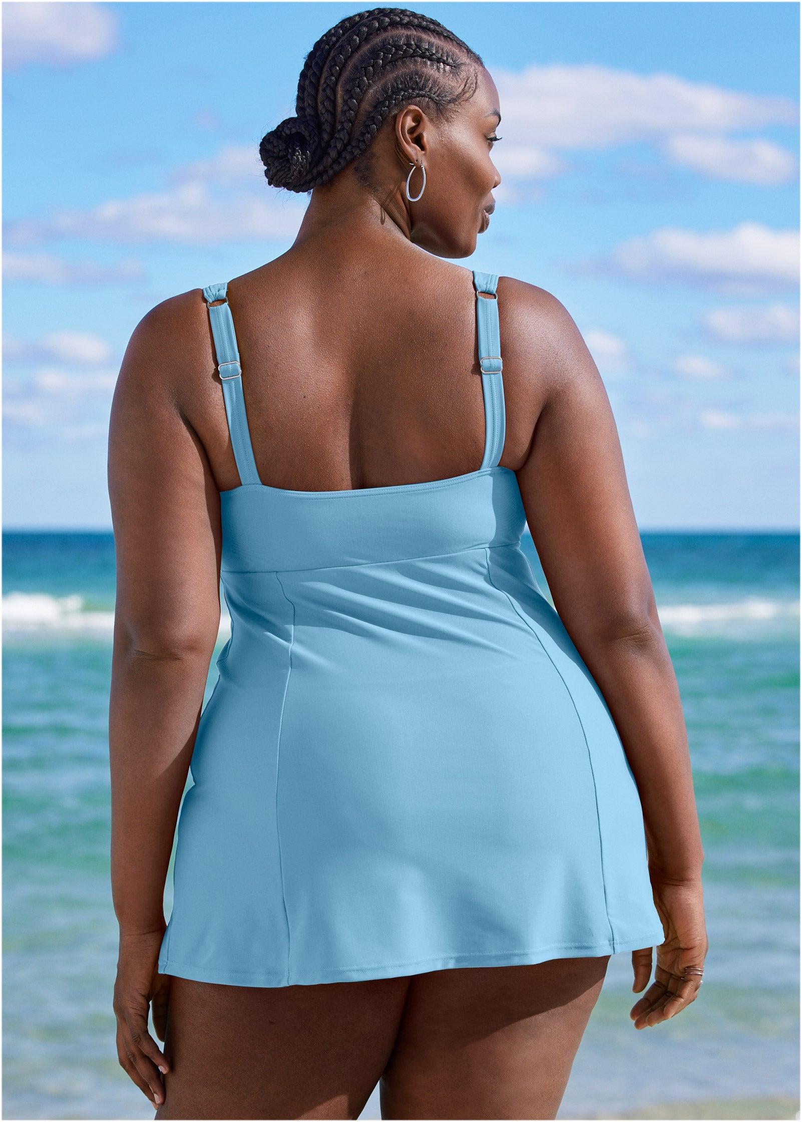 Fit And Flare Swim Dress - Ice Blue Product Image