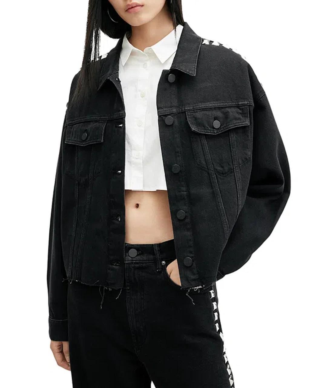 Piper Embellished Denim Jacket In Black Product Image