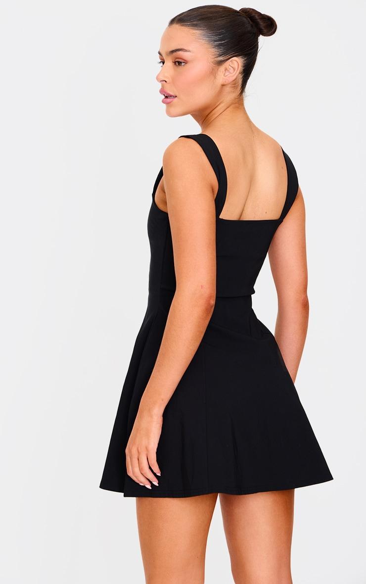 Black Stretch Woven Shift Dress Product Image