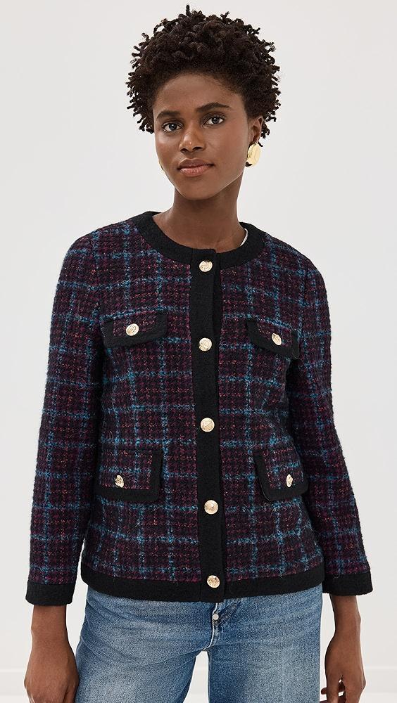 ANINE BING Lydia Jacket In Blue and Red Tweed | Shopbop Product Image