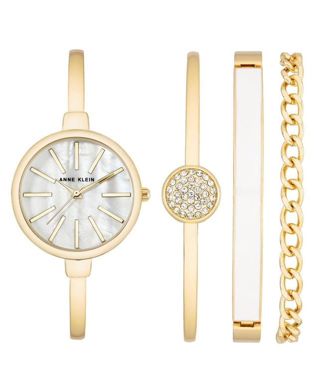 Anne Klein Womens Gold-Tone Alloy Bangle Fashion Watch 41mm Set 4 Pieces Product Image