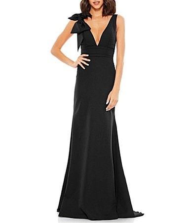 Womens Bow V-Neck A-Line Gown Product Image