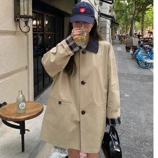 Plain Long Single-Breasted Trench Jacket product image