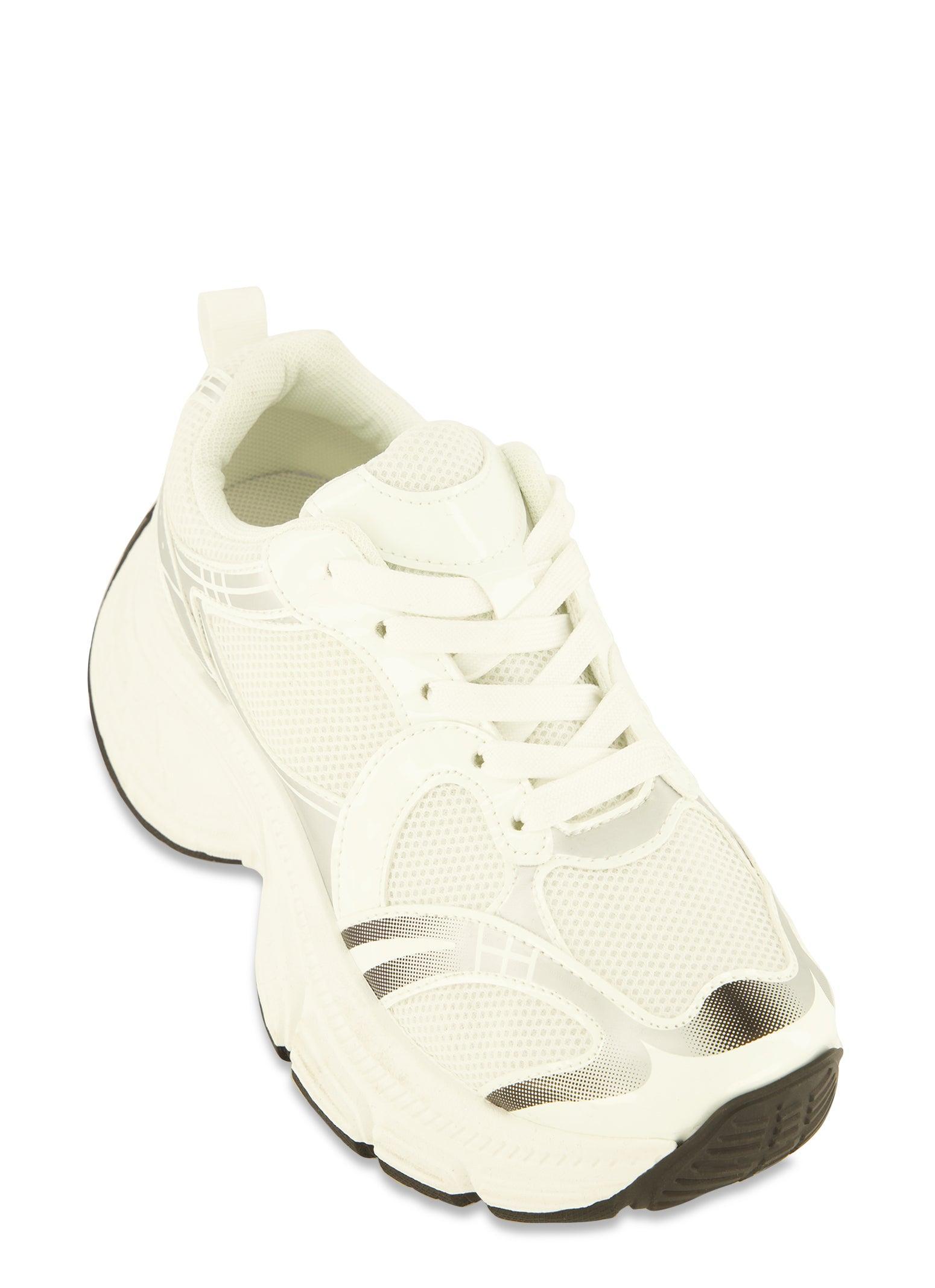 Womens Chunky Sole Contrast Lace Up Sneakers Product Image