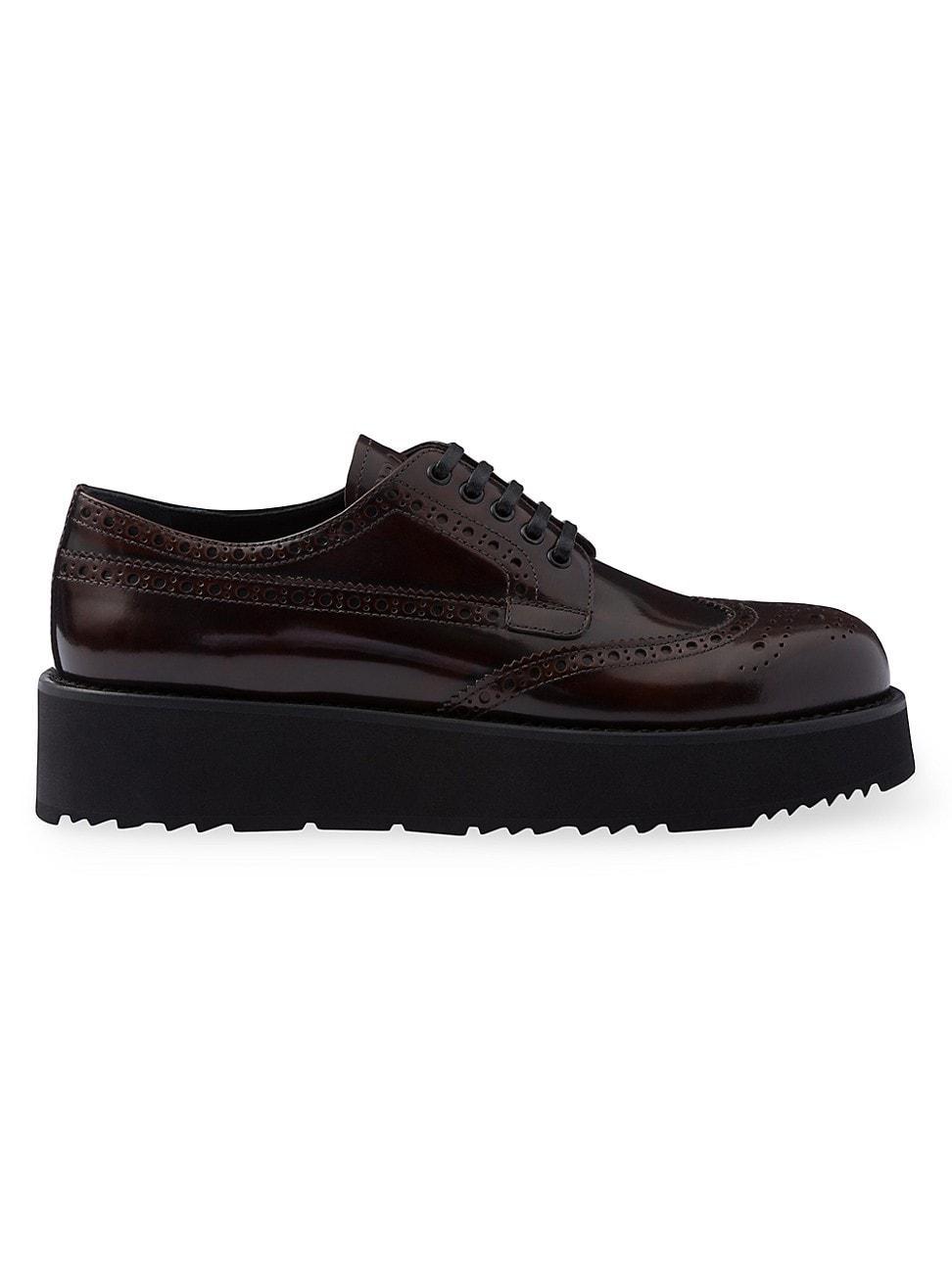 Leather Lace-Up Oxford Flatform Loafers Product Image