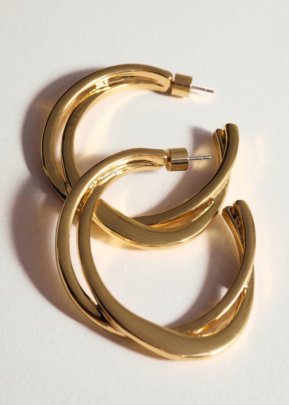 MANGO - Intertwined hoop earrings - One size - Women Product Image