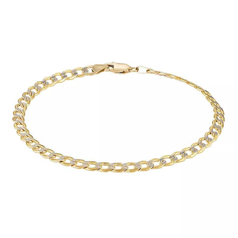 Mens 10k Gold Curb Chain Bracelet, 14k Two Tone Product Image