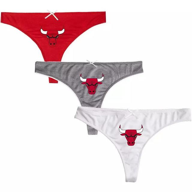 Womens College Concepts /Charcoal/White Chicago Bulls Arctic 3-Pack Thong Set Product Image