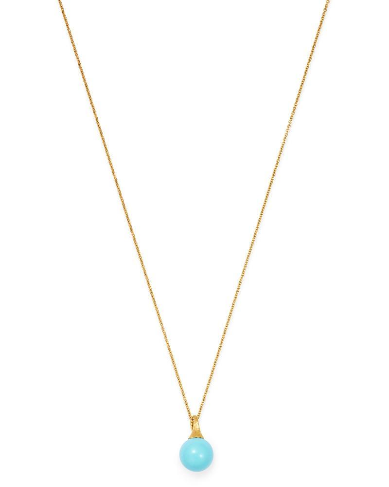 Womens Africa 18K Yellow Gold & Turquoise Pendant Necklace Product Image