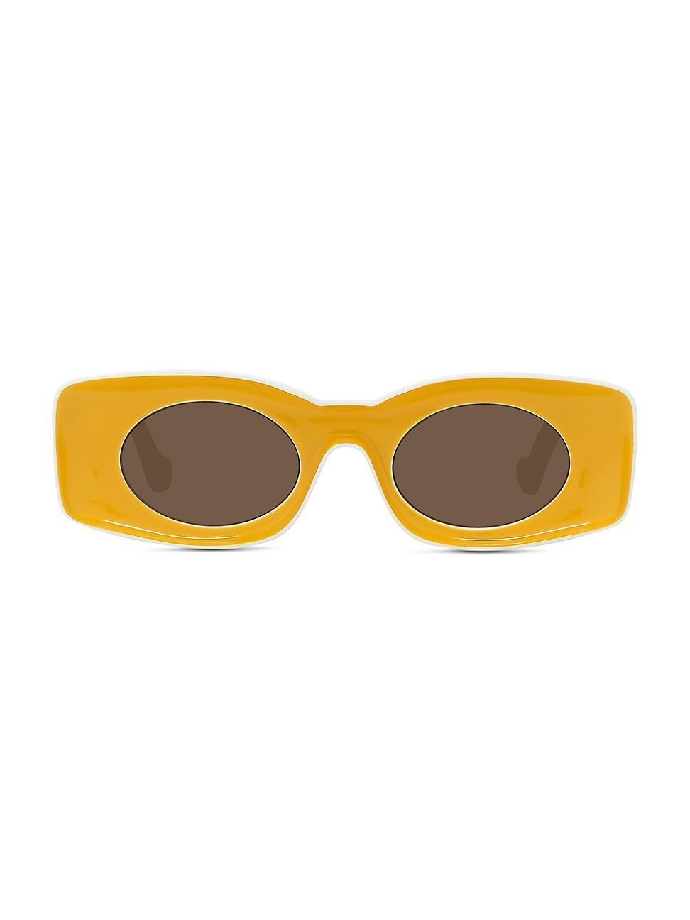 Mens Geometric Logo Acetate & Plastic Rectangle Sunglasses Product Image