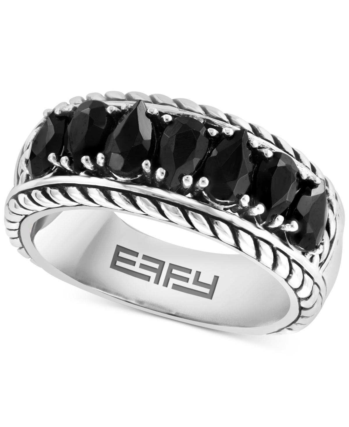 Effy Black Spinel Rope-Framed Ring (2 ct. t.w.) in Sterling Silver Product Image