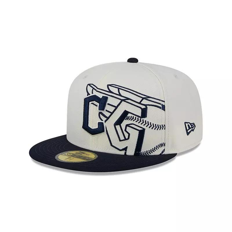 Mens New Era Cream/Navy Cleveland Guardians Lonestar 59FIFTY Fitted Hat Product Image