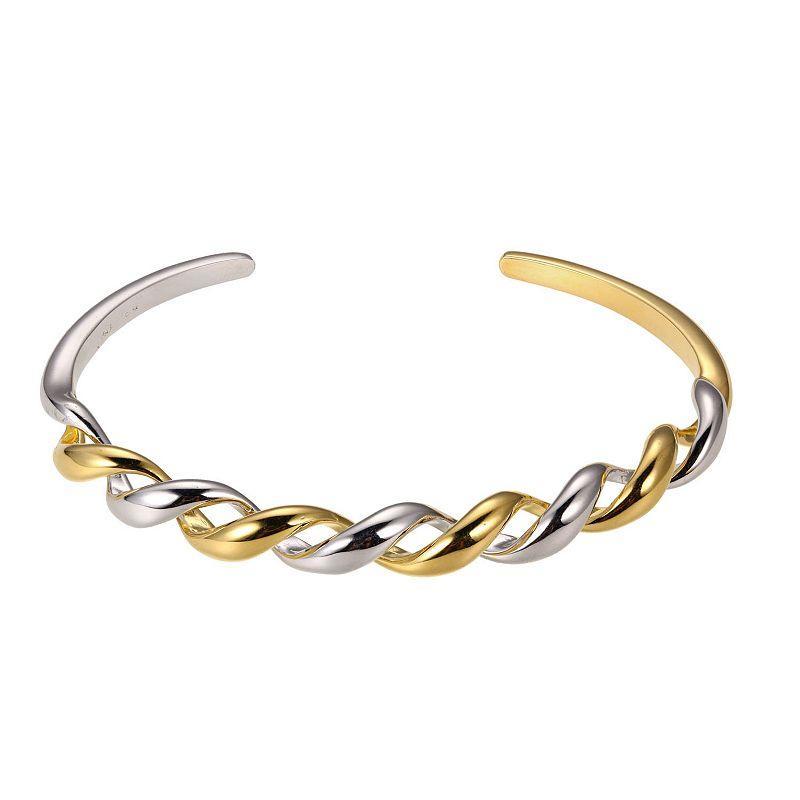 Two-Tone Sterling Silver Twist Cuff Bracelet, Womens Two Tone Product Image