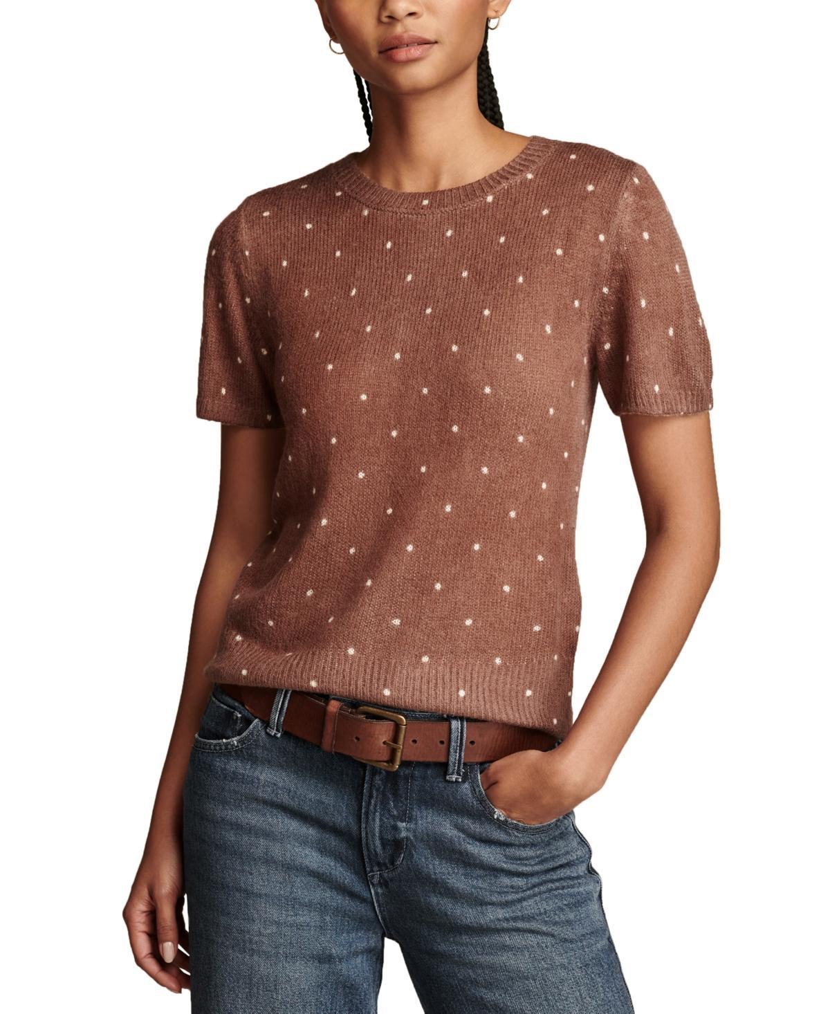 Lucky Brand Womens Dot Print Short-Sleeve Knit Top Product Image