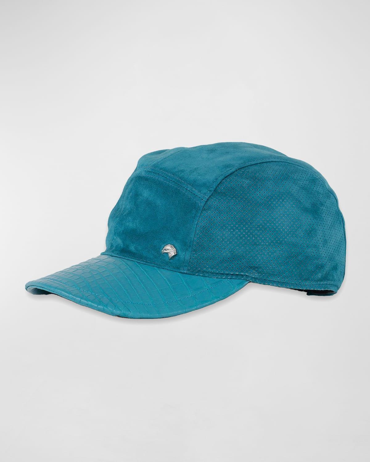 Mens Suede Crocodile-Trim Baseball Hat Product Image