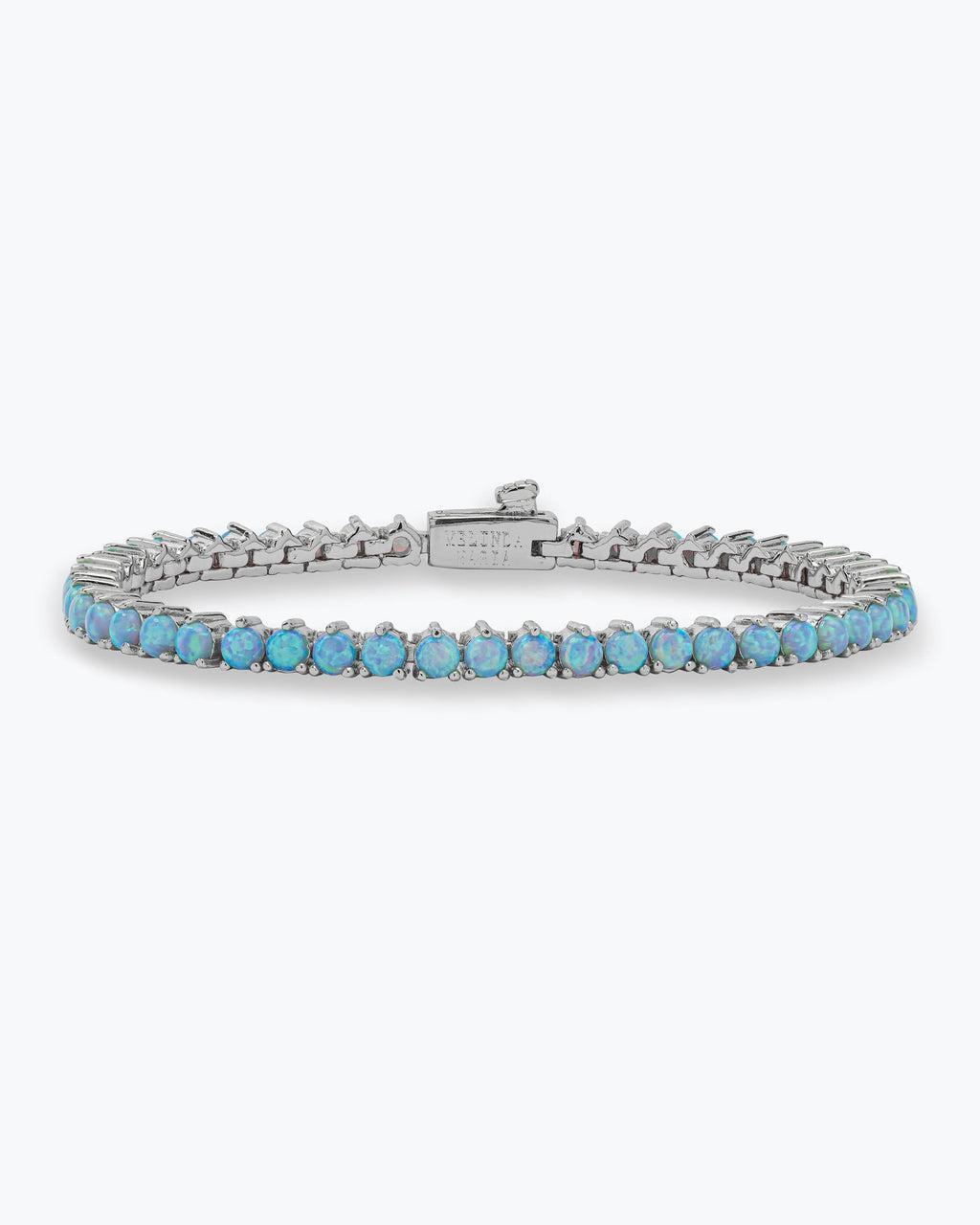 Not Your Basic Tennis Bracelet - Silver|Blue Opal Product Image