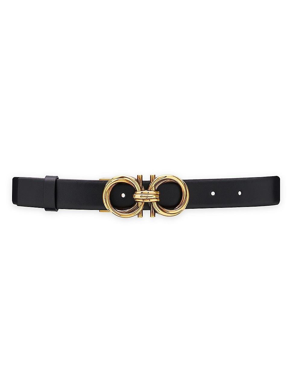 FERRAGAMO Double Gancio Reversible Leather Belt Product Image