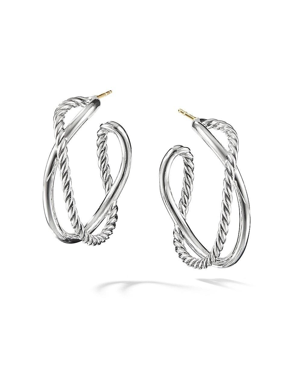 Womens Crossover Hoop Earrings Product Image