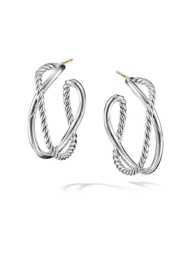 Womens Crossover Hoop Earrings Product Image