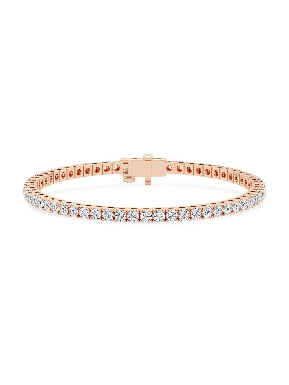 Womens 14K Rose Gold & Lab-Grown Diamond 4-Prong Tennis Bracelet Product Image