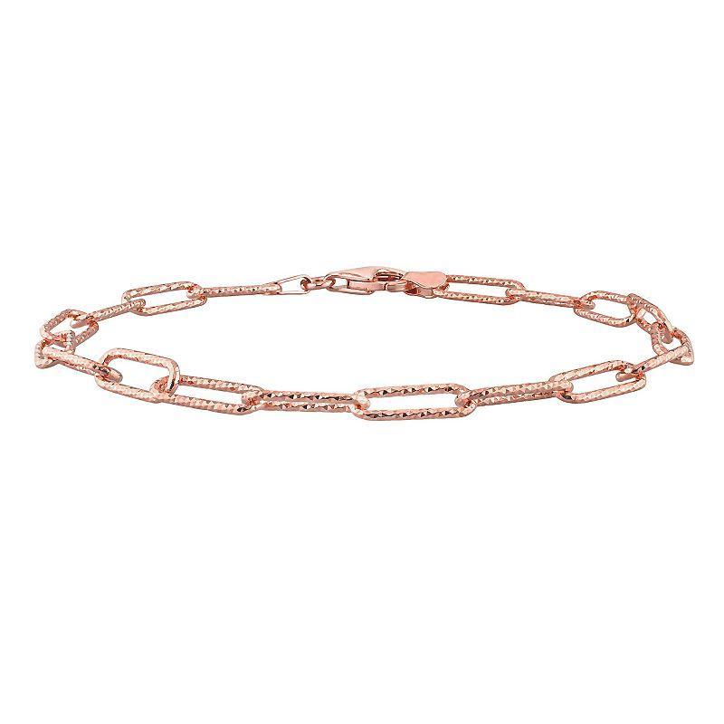 Stella Grace Mens 18k Rose Gold Over Silver Fancy Cut Paper Clip Link Chain Bracelet Pink Product Image