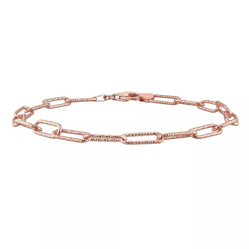 Stella Grace Mens 18k Rose Gold Over Silver Fancy Cut Paper Clip Link Chain Bracelet Pink Product Image