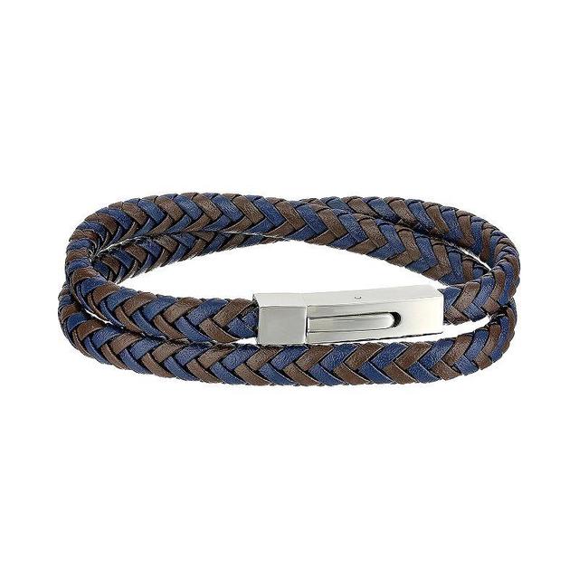 Mens LYNX Two-Tone Braided Leather & Stainless Steel Bracelet Two Tone Product Image