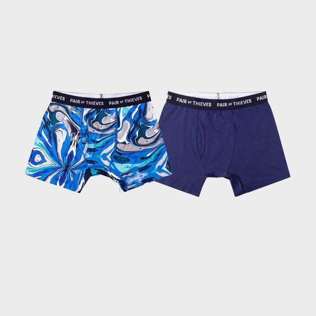 Pair of Thieves Mens Marble Print Super Soft Boxer Briefs 2pk - Blue Product Image