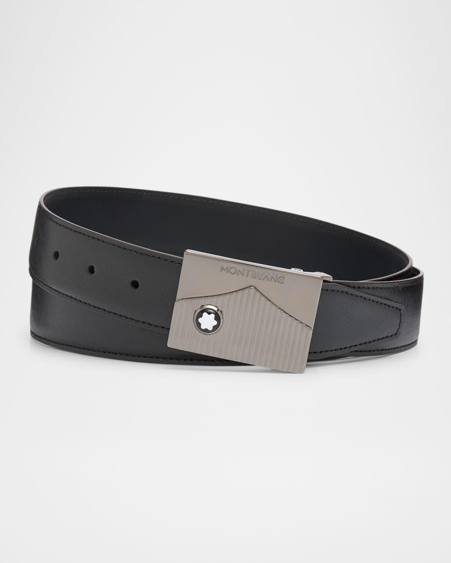 Men's Plate-Buckle Saffiano Leather Belt Product Image