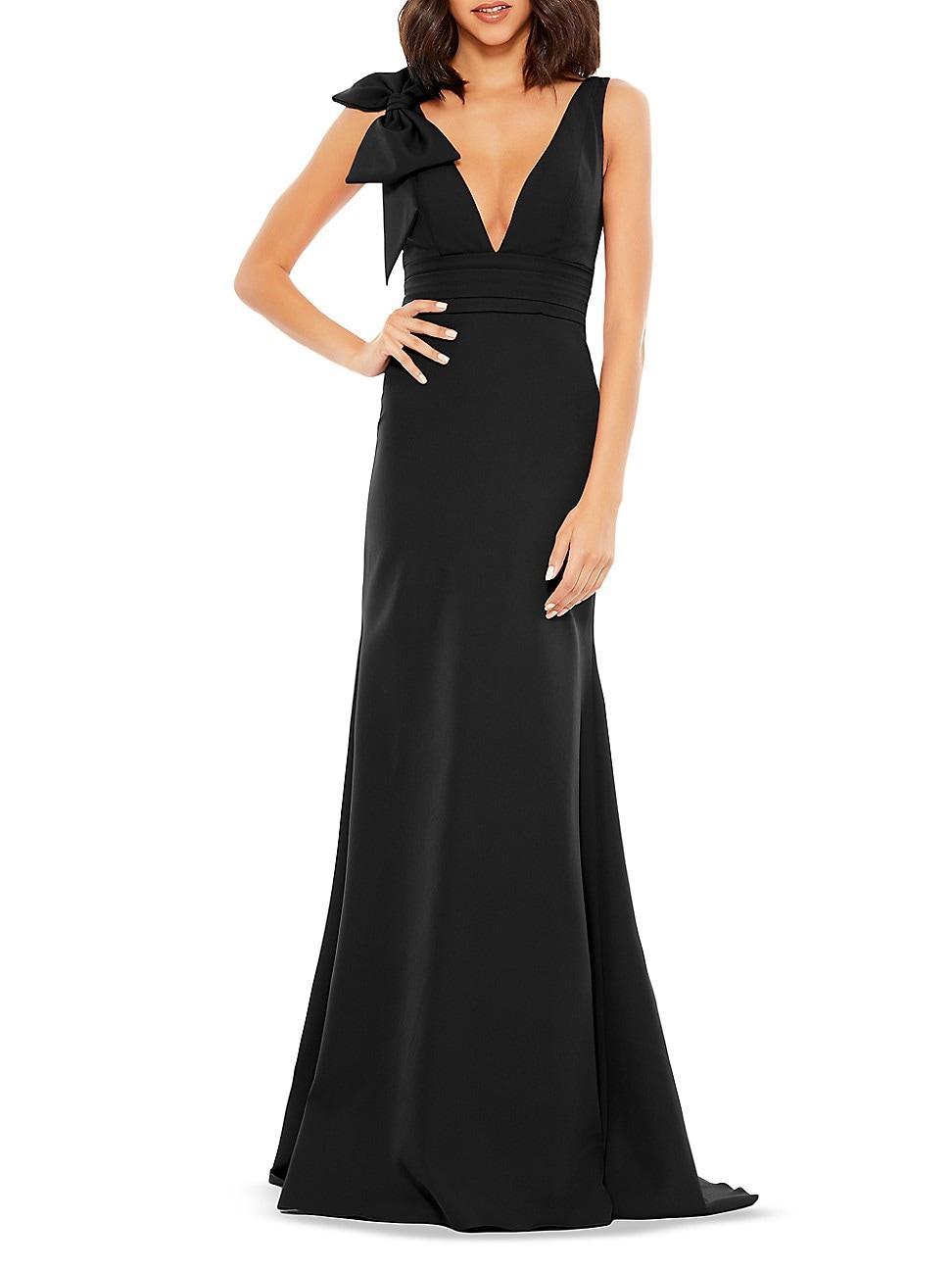 Womens Bow V-Neck A-Line Gown Product Image