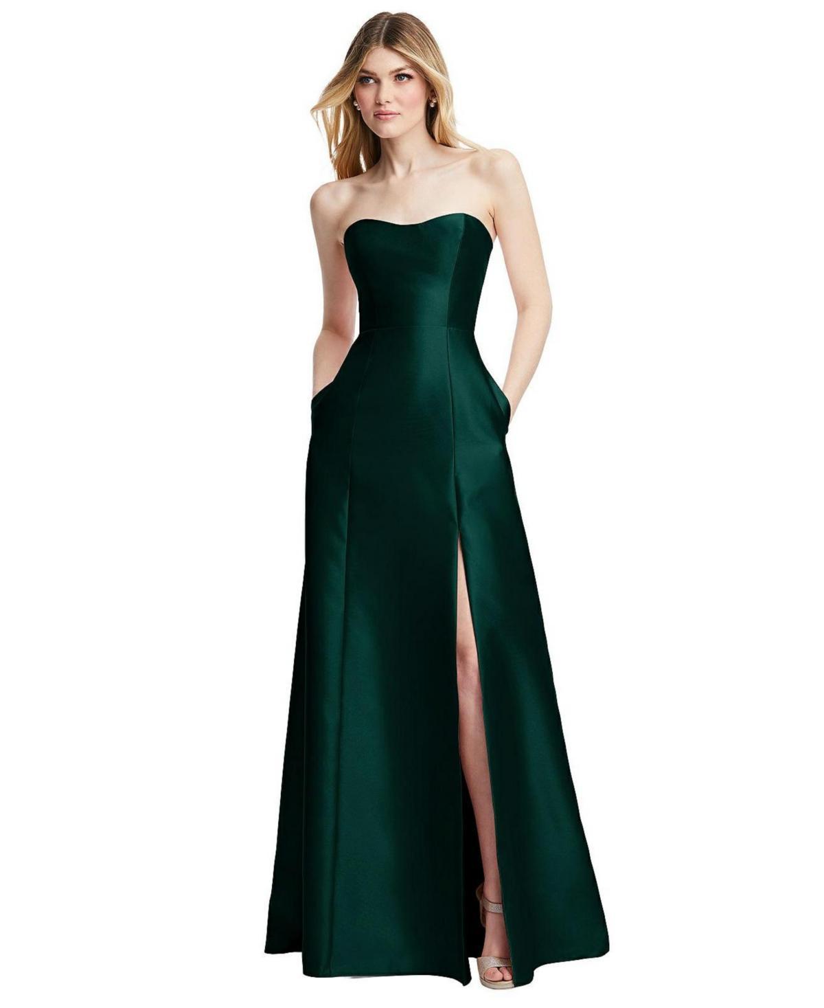 Alfred Sung Strapless Satin A-Line Gown Product Image