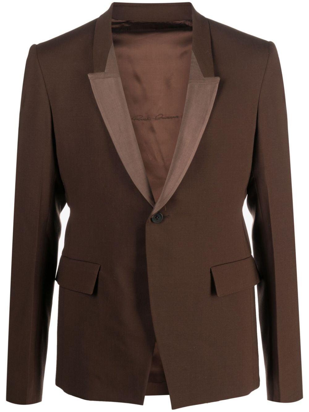 Single Breasted Tailored Blazer In Brown Product Image