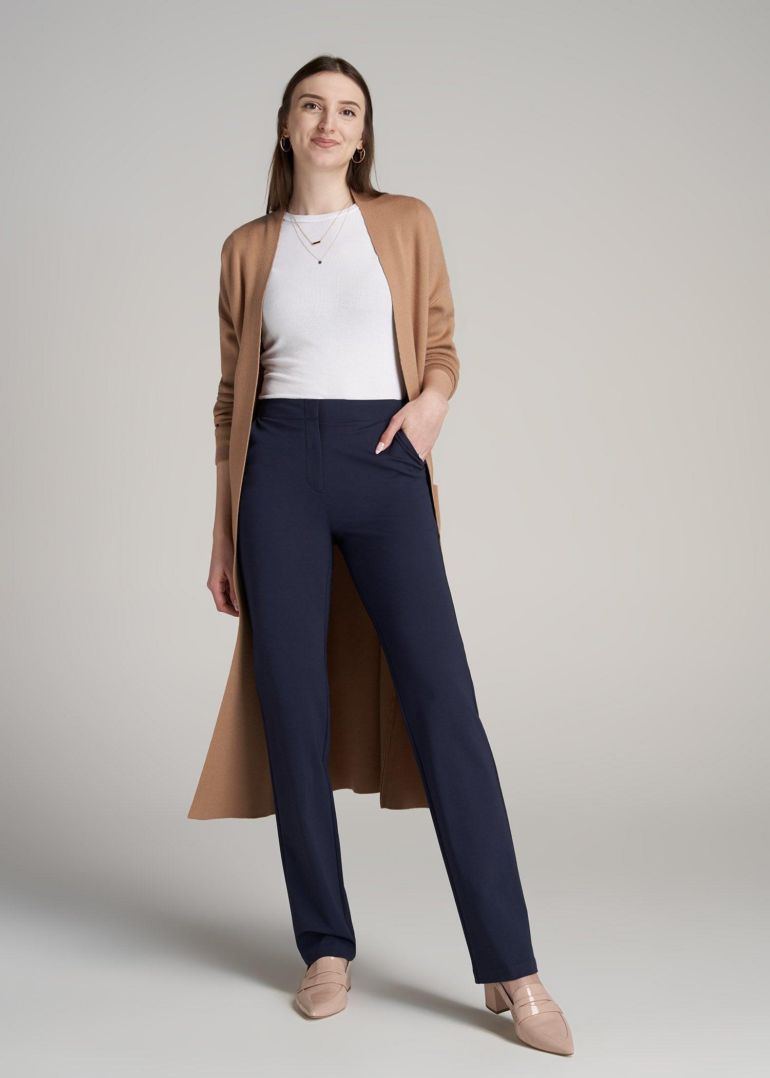 Slim Straight Leg Dress Pants for Tall Women in Navy Female Product Image