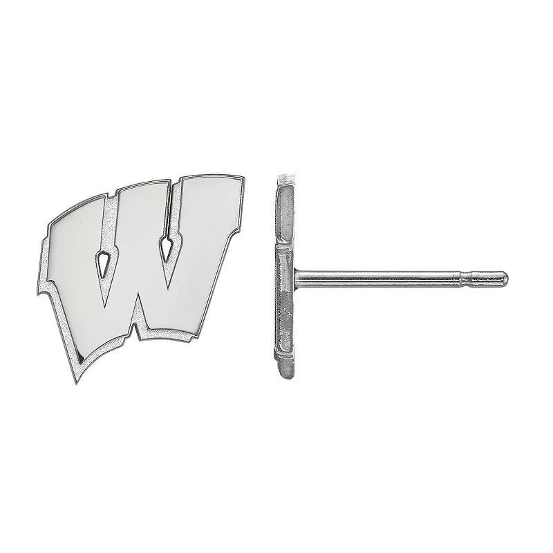 LogoArt 10k White Gold Wisconsin Badgers Stud Earrings, Womens Product Image