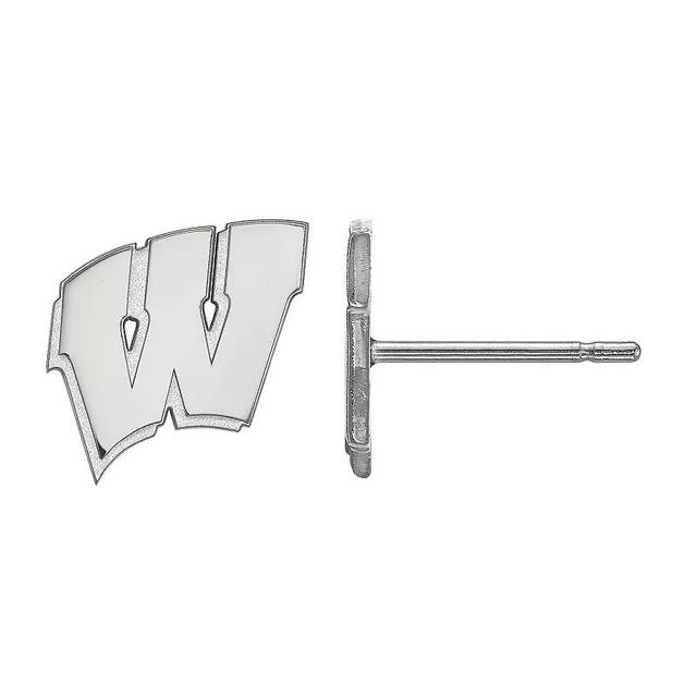 LogoArt 10k White Gold Wisconsin Badgers Stud Earrings, Womens Product Image