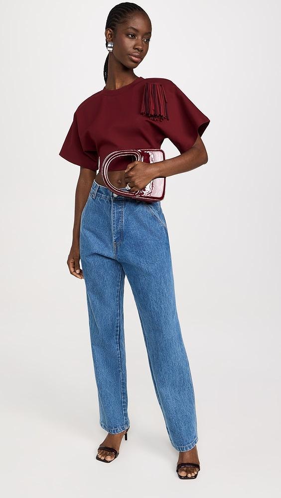 AREA Fringe Brooch Cropped T-Shirt | Shopbop Product Image