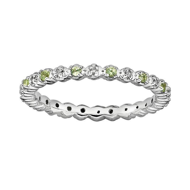 Stacks & Stones Sterling Silver Peridot & Diamond Accent Stack Ring, Womens Product Image