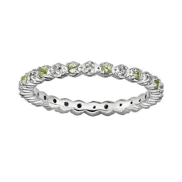 Stacks & Stones Sterling Silver Peridot & Diamond Accent Stack Ring, Womens Green Product Image