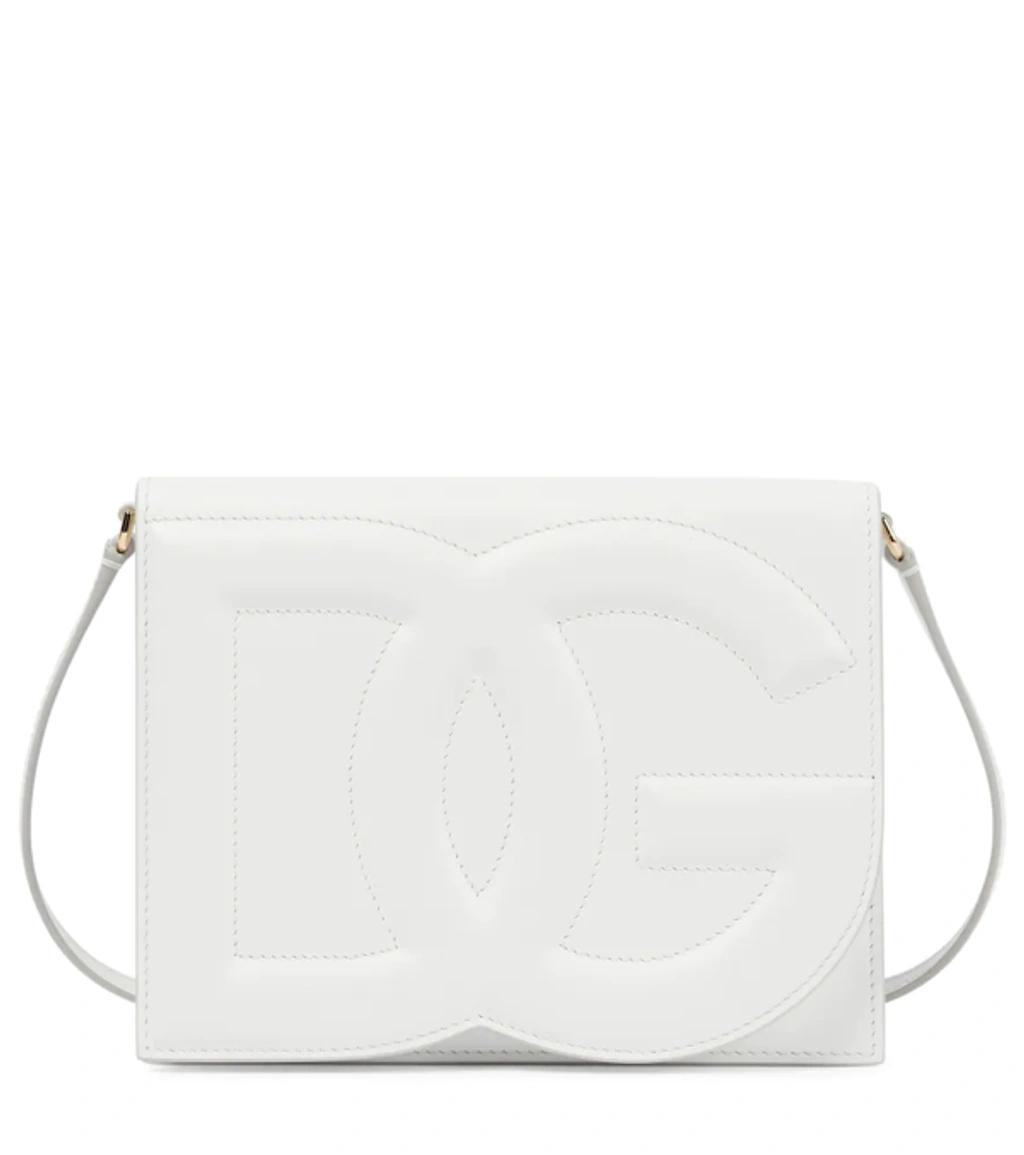 Dg Leather Shoulder Bag In White Product Image