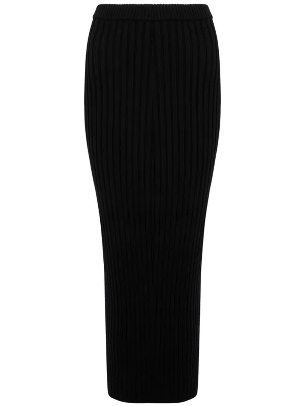 MAX MARA Seta High Waist Ribbed-knit Skirt In Black Product Image