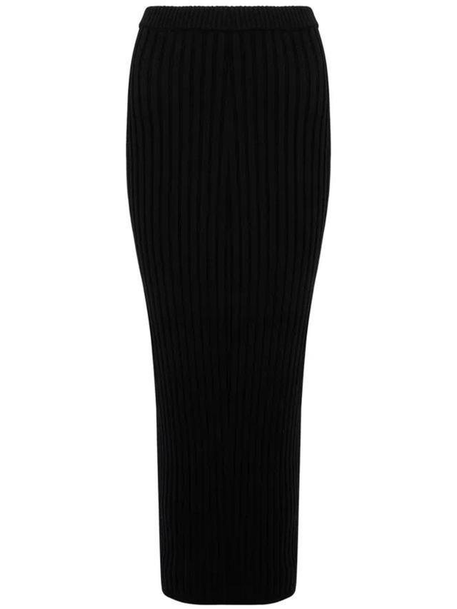 MAX MARA Seta High Waist Ribbed-knit Skirt In Black Product Image