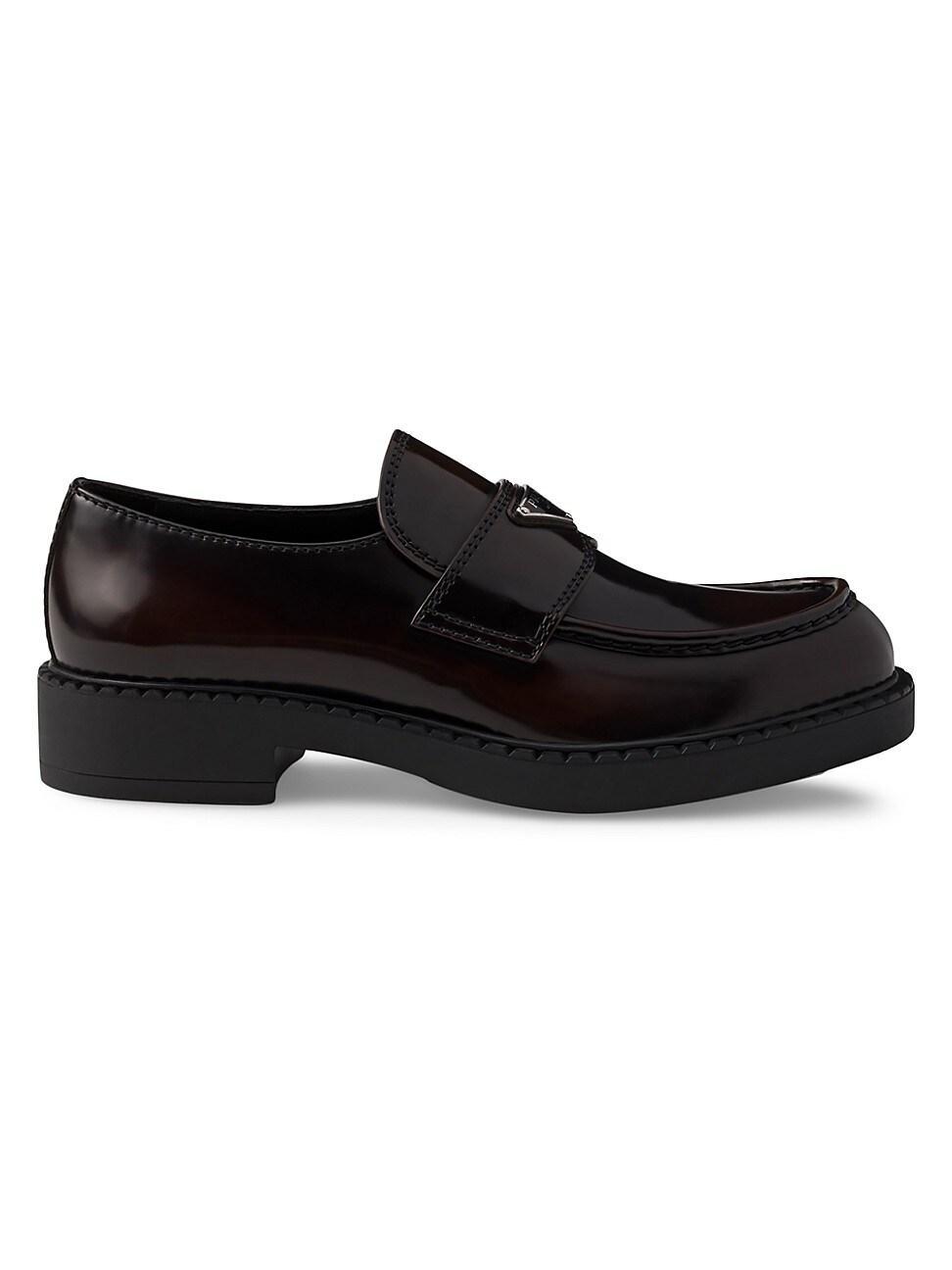 Mens Chocolate Brushed Leather Loafers product image