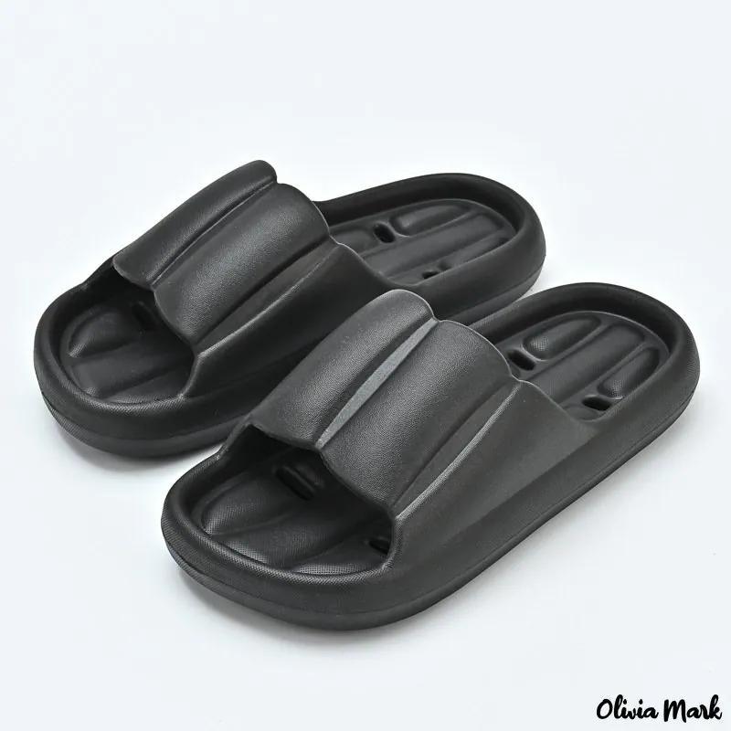 Olivia Mark – The new hotel fashion soft bottom home petals leak couples cool slippers Product Image