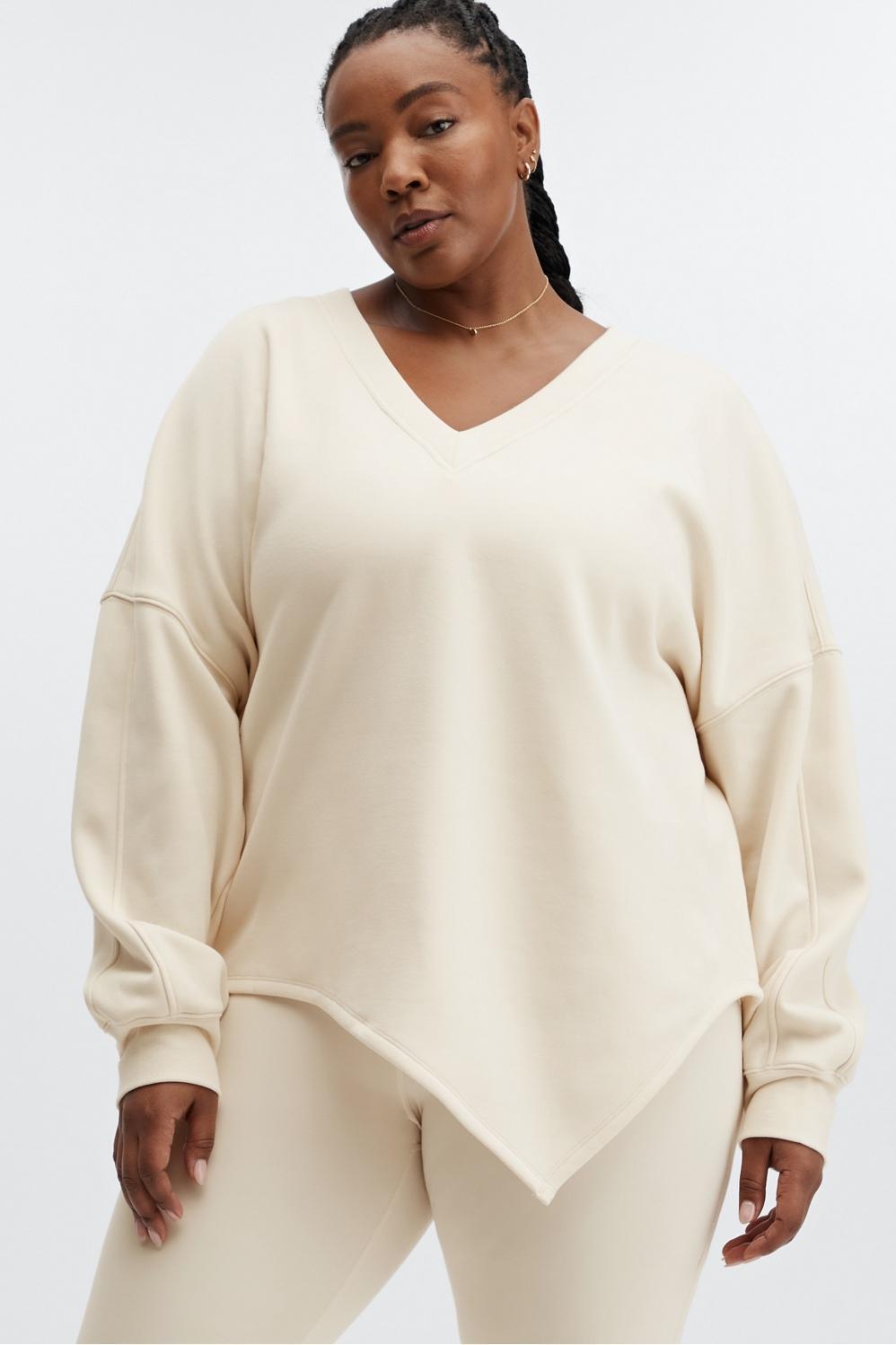 Fabletics Mira Pullover Womens white plus Size 4X Product Image