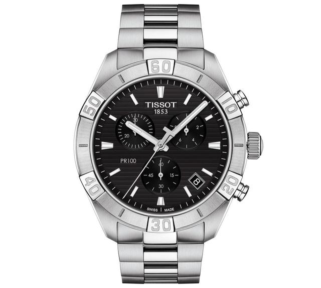 Tissot Mens Swiss Chronograph Pr 100 Sport Stainless Steel Bracelet Watch 44mm Product Image